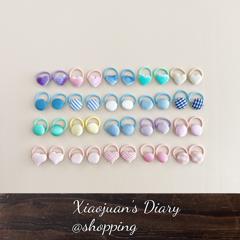 宝宝拇指发圈月光粉格纹爱心园豆橡皮筋马卡龙色发绳小揪揪扎头发