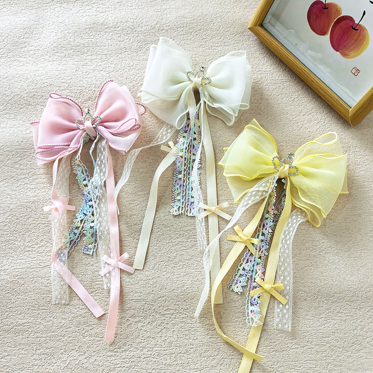 Girl'S Casual Sweet Crown Bow Knot Cloth Lace Hair Clip display picture 6