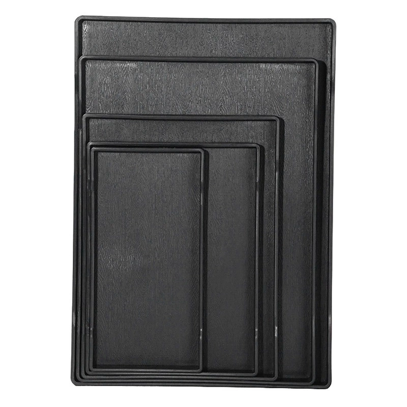 Прямоугольный Пластиковый Полипропиленовый Меламиновый лоток Деревянное зерно Ресторан Гостиничный номер Чайная чашка Стиральная лоток для хранения Коммерческий