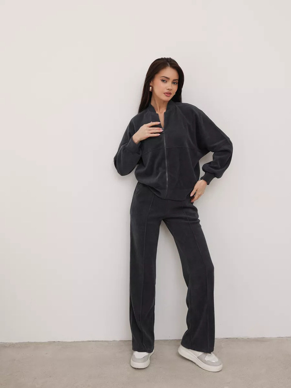 欧美休闲套装美式秋冬开衫运动女装时尚街头风长袖外套长裤两件套|undefined