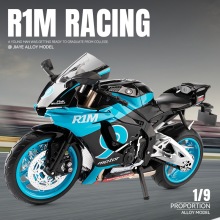 盒装嘉业1:9雅玛哈R1M仿真合金摩托车模型声光滑行带底座收藏摆件