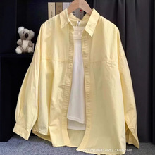 多巴胺甜美纯棉长袖衬衫女外穿春秋新款宽松百搭显瘦外穿防晒衬衣