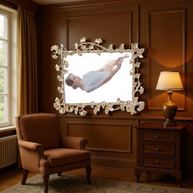 Household simple ginkgo leaf metal three-dimensional photo frame, creative fashion metal photo frame with good quality and low price