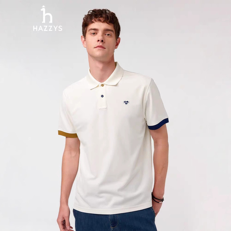 クロスボーダー Hazzys Haggis 2025 夏新作 袖口コントラスト クール POLO 半袖 Tシャツ メンズ|undefined
