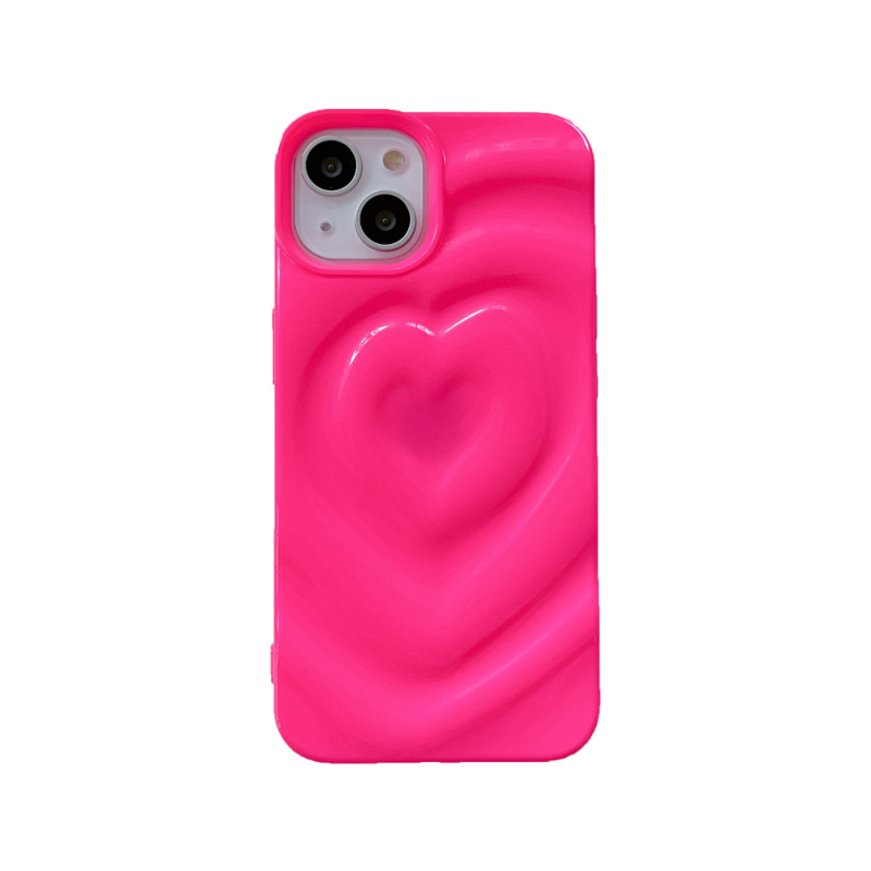 純色の立体愛はiphone15アップル16promax携帯ケースの新型14カップル13ソフトケースの女性を適用します。|undefined