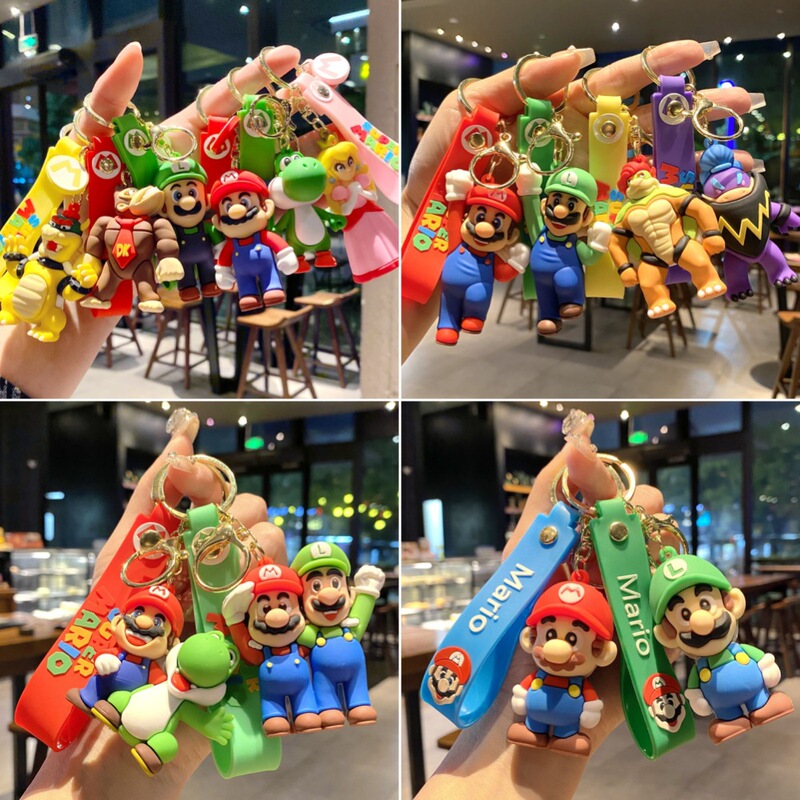 Cartoon Super Mary Keychain Cute Mario Car Key Ring Bubble Mario Doll Pendant