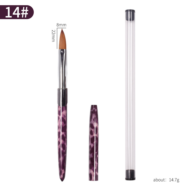 Bolígrafo de cristal con estampado de leopardo de arte de uñas explosivo transfronterizo, portalápices de metal con tapa, bolígrafo tallado de cristal, cepillo especial para salón de uñas