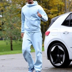 24SS Men's Autumn and Winter Joint Street Zipper Hooded Jacket Straight Pants Sports Casual suit