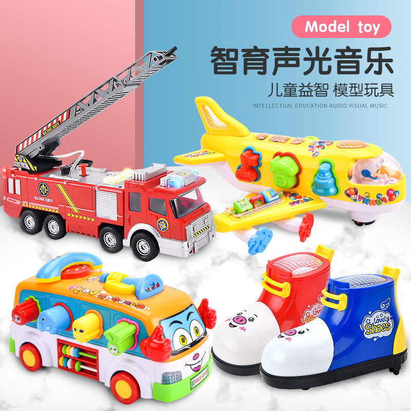 Children's electric universal water spray fire truck puzzle simulation model light music boy's birthday gift stall