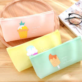 韩国文具冰淇淋夏日船型笔袋创意水果女生拉链笔袋果冻胶文具袋