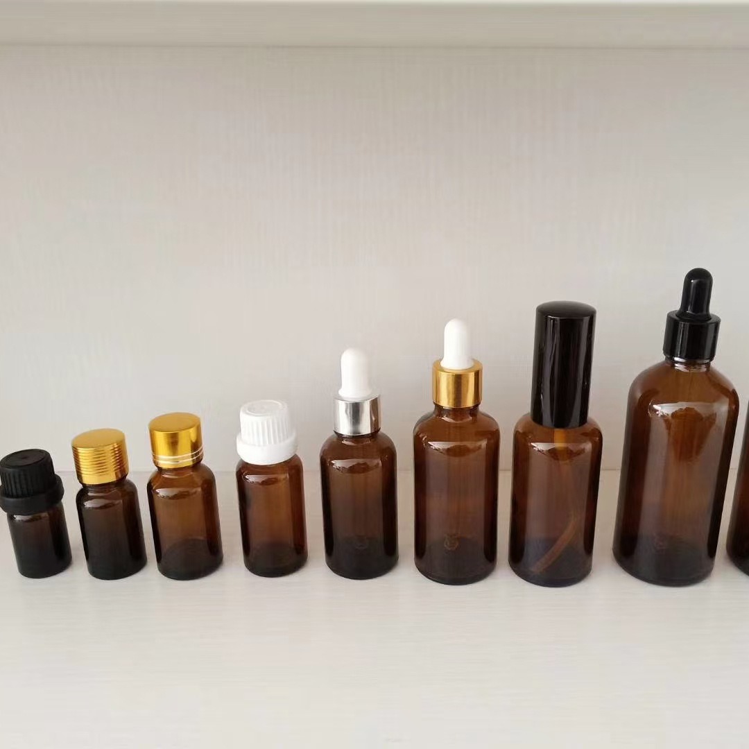 玻璃瓶厂家蒙砂印刷  蓝色精油瓶50毫升   茶色精油瓶 绿色精油瓶