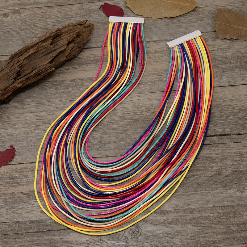 88g Weight Layered Necklaces Classification Travel Occasion Pu Leather, Alloy Material Geometric Pattern Women'S Gender Ethnic Style Style Ethnic Style Geometric Pu Leather Alloy Women's Layered Necklaces 3