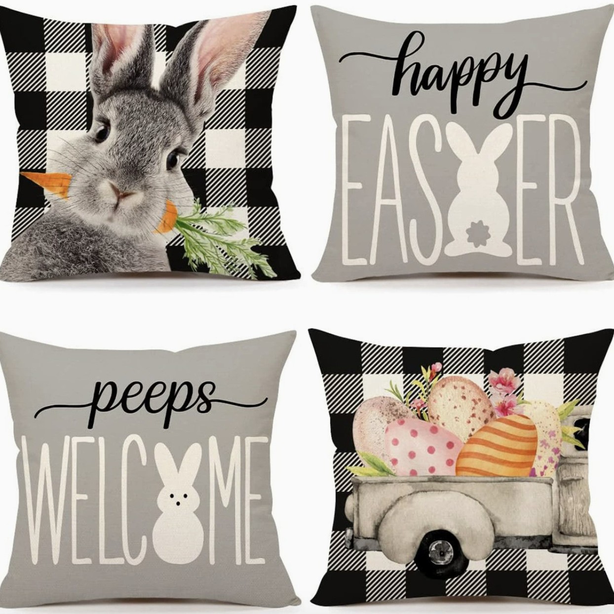 Amazon nuevo huevo de Pascua transfronterizo funda de almohada lino conejo simple funda de almohada cojín de sofá doméstico