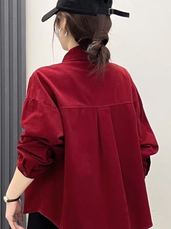 粉色短款外套女2025秋季新款宽松休闲百搭设计感小众衬衫潮|undefined
