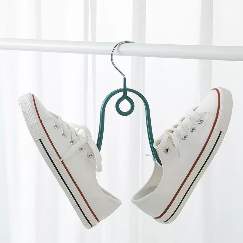 Household wall-mounted shoe rack for drying shoes, outdoor balcony shoe rack with hooks, outdoor sandal rack