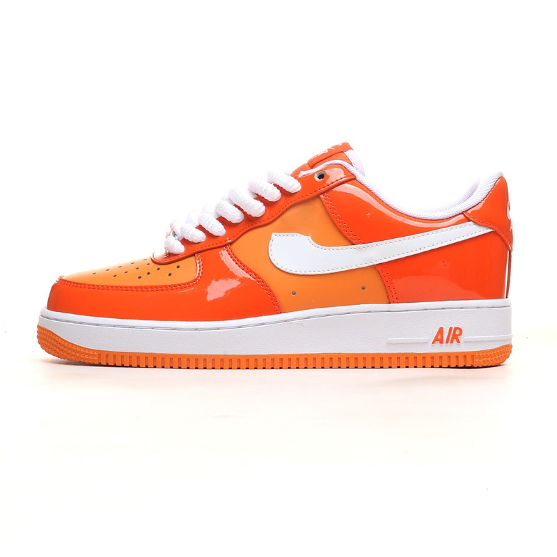 Pure Original Air Force One White Orange Patent Leather Fashion Sneakers Purple Snakeskin Cushioning Wear-Resistant Casual Shoes Campus Sports Shoes