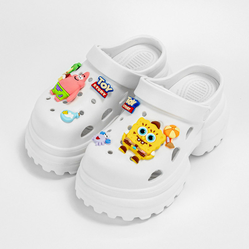 2288 Croc Shoes Spongebob Squarepants Thick-Soled Non-Slip Soft-Soled Sandals Cartoon Closed-Toe Slippers Spring New Style