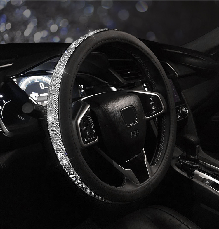 Car Interior Accessories Small Set with Rhinestones, Handbrake Cover, Gear Shift Cover, Seatbelt Shoulder Pad Decoration, Suitable for All Seasons, Summer, Women