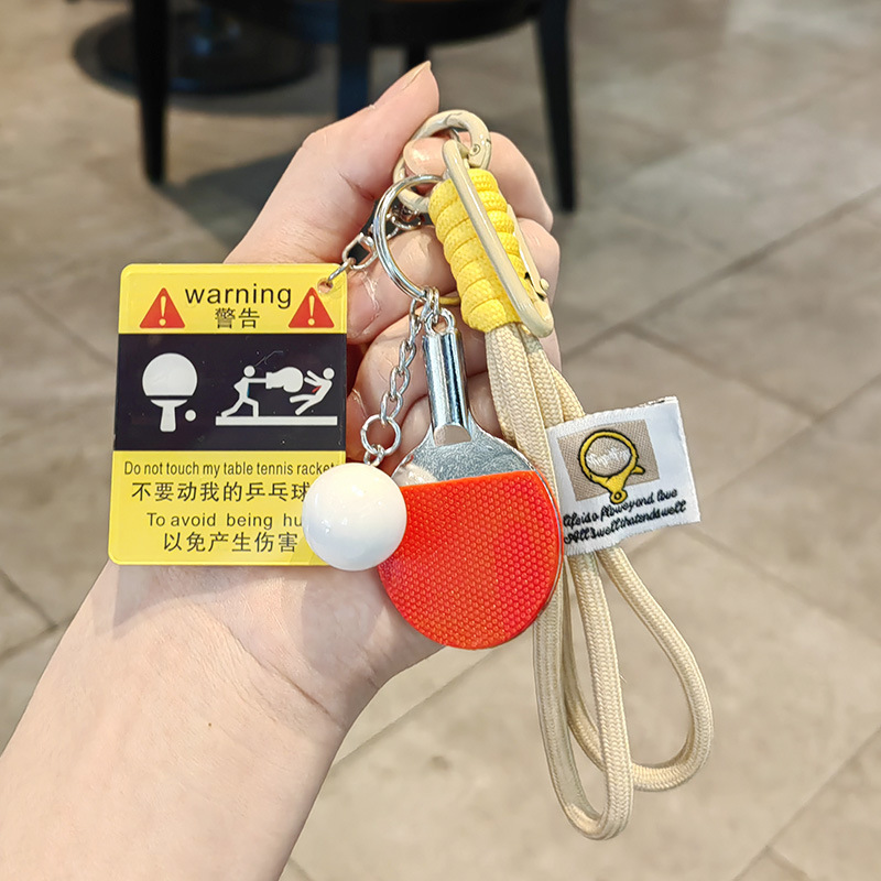 Boxing ping pong warning sign + big ping pong ball + khaki double rope