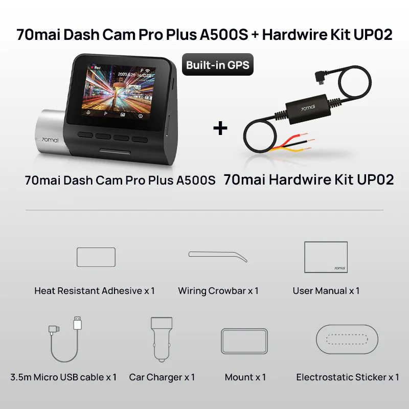 Cámara para Auto 70mai Dash Cam Pro Plus A500S 1944P ADAS GPS