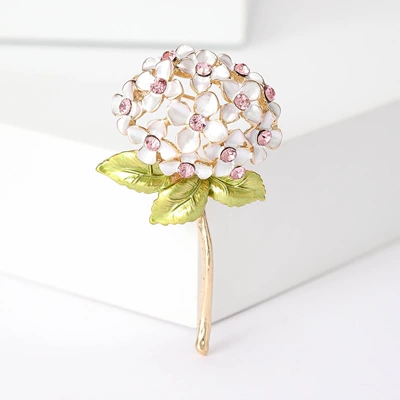 Korean Fashion New Alloy Enamel Hydrangea Brooch Personalized Versatile Women's Clothing Corsage Jewelry Pin (Yaxa sancaqları) - white-3859-wh-size-54311cm-weight-10g