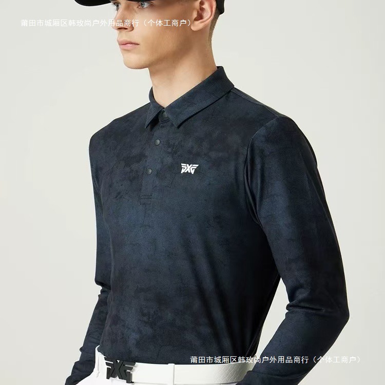 Golf Men's Autumn Casual Lapel Casual Versatile Sports Golf Bottoming Shirt Long-Sleeved Top