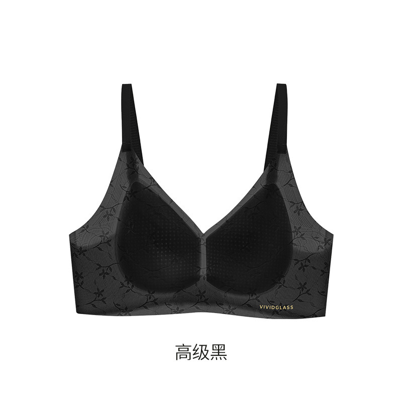 ワンピース 12D 超薄型クールジャカードのようなシームレスゼリー接着剤下着女性の四隅コースターブラジャー 10A 抗菌|undefined