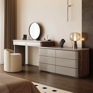 2025 New Solid Wood Light Luxury Bedroom Modern Simple Makeup Table Dresser Bedside Corner Storage Cupboard Integrated