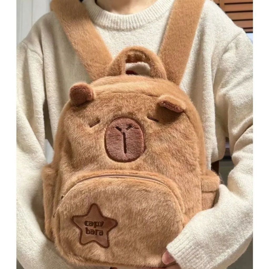 水豚背包卡屁巴拉可爱毛绒玩具单肩包丑萌水豚鼠公仔双肩斜跨包