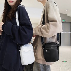 時尚單肩包男2023新款時尚潮流運動大學生包包女PU百搭斜挎包