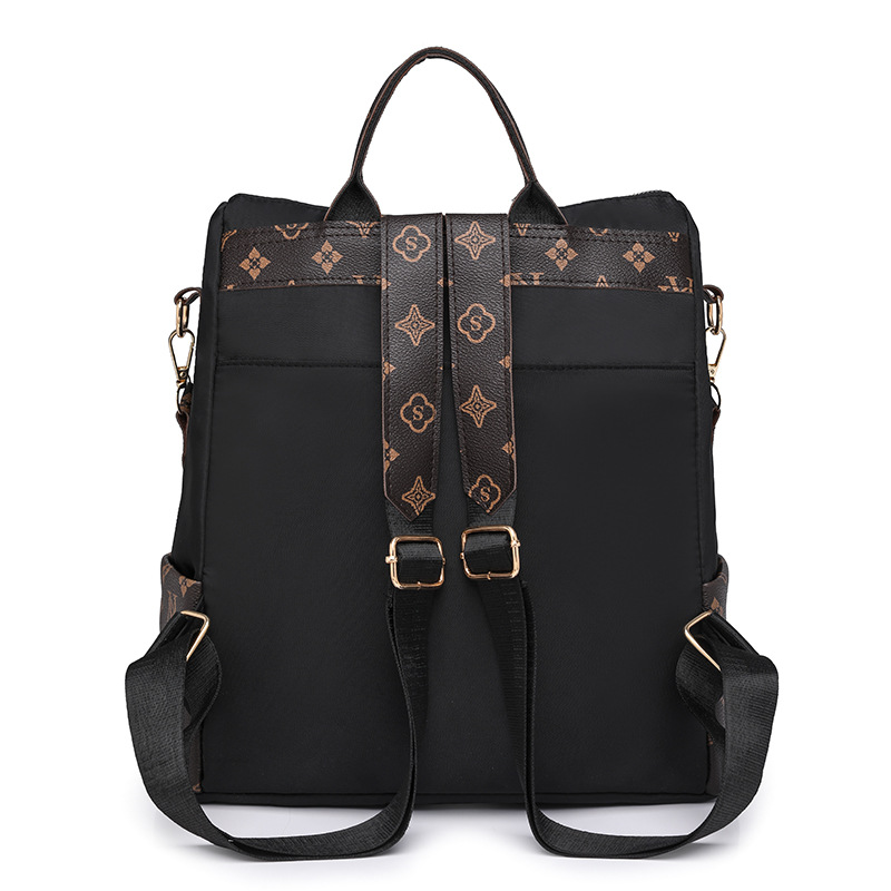 Comercio exterior al por mayor 2024 nueva moda europea y americana señoras mochila de nailon impresión color de contraste mochila de viaje de un solo hombro marea