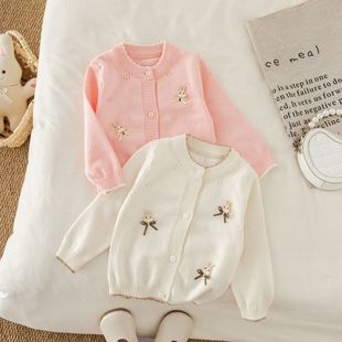 New Baby Girl Knitted Cardigan Kidsren's Spring & Fall Infant Fashion Outer Clothing 0 to 3 Years Old Baby Sweater Jacket