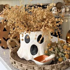 新しいかわいい幽霊桶ハロウィーン装飾幽霊植木鉢幽霊キャンディーボウル家庭樹脂工芸品