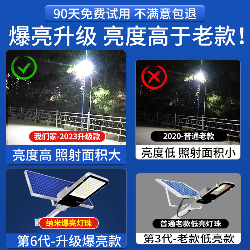 Luz de calle solar para exteriores, luz de jardín, luz LED para el hogar, luz de calle de carretera automática súper brillante y de alta potencia