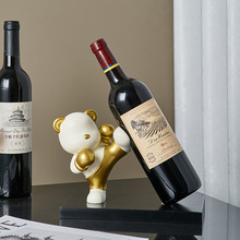 哇屋原创设计拳击熊红酒架创意趣味家居树脂酒柜电视柜摆件装饰品