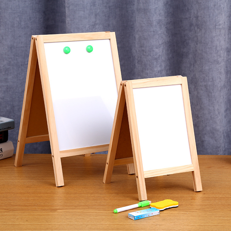 Tablero de dibujo publicitario plegable sin polvo de doble cara directo de la fábrica que enseña pizarra pequeña borrable de madera sólida de los niños