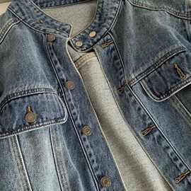 2026年春季新款港味复古做旧短款牛仔外套女宽松显瘦立领夹克上衣