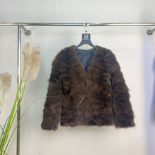 秋冬新款水貂毛紫貂星辰中古拼貂韩版名媛显瘦皮草女外套B001