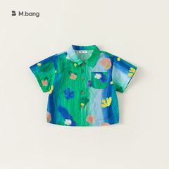邦選男童塗鴉襯衫扎染上衣夏季新品童裝兒童短袖度假風XY83091