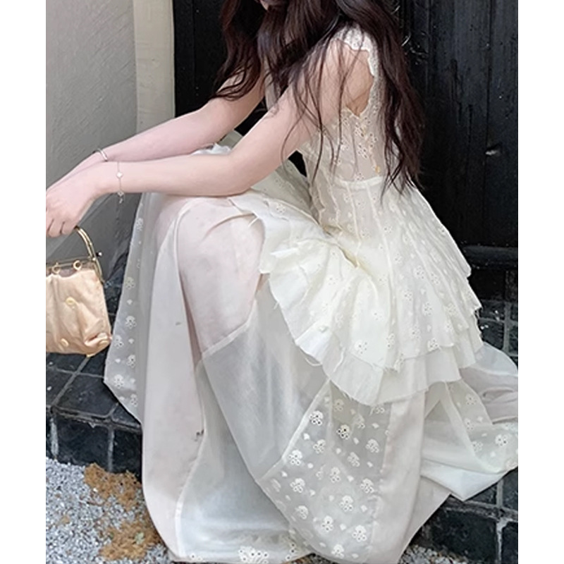 Jue 美しいカットニッチ最適化バージョン超ヘビーデューティテンセルウエストトップジャカード刺繍スカート女性のための 2025 夏新|undefined