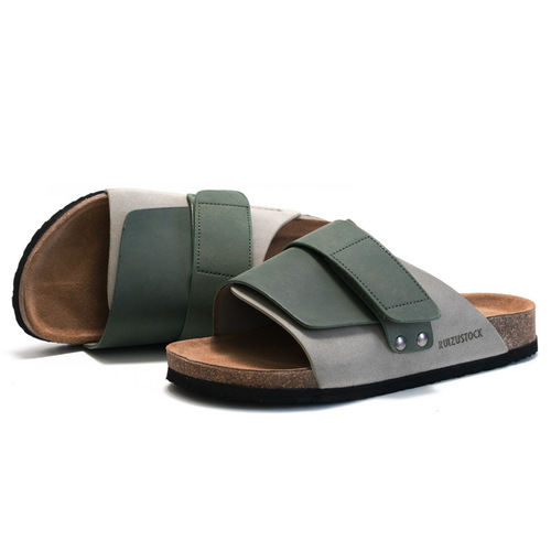 RUIZUSTOCK Autumn/Summer Men's Cork Slippers | Men's Beach & Student Flip-Flops | Water-Resistant Suede Cowhide Design