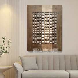 纯手绘油画步步高升客厅沙发背景墙肌理装饰画玄关抽象侘寂风挂画