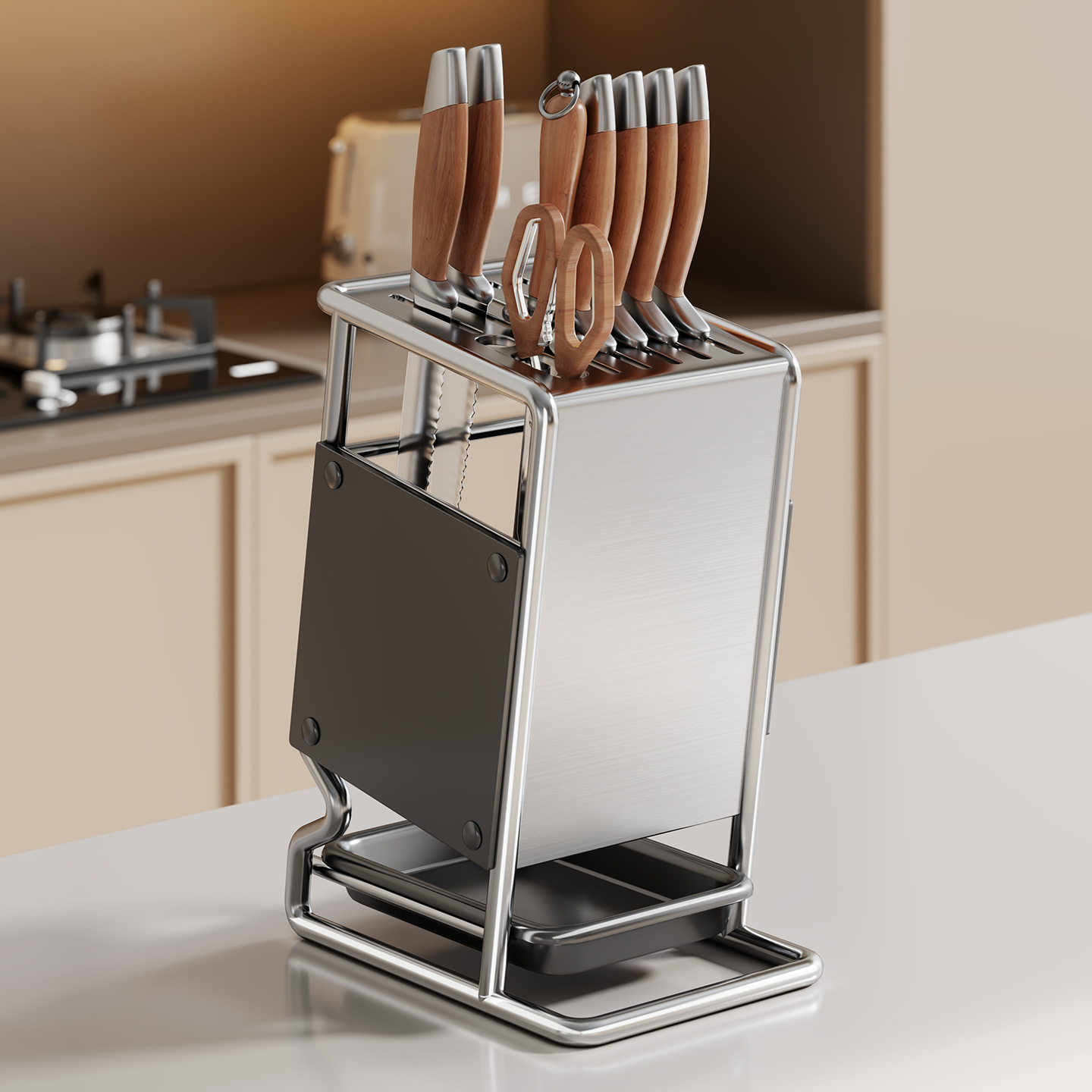 Organizador de Cuchillos para Encimera de Acero Inoxidable Multifuncional para Cocina image 3