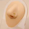 Zirconium, nose piercing with butterfly, copper nose clip, set, micro incrustation, 750 sample gold