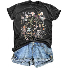 ŷ�봿��Women's Vintage Floral T Shirt Boho Wildflower Graph