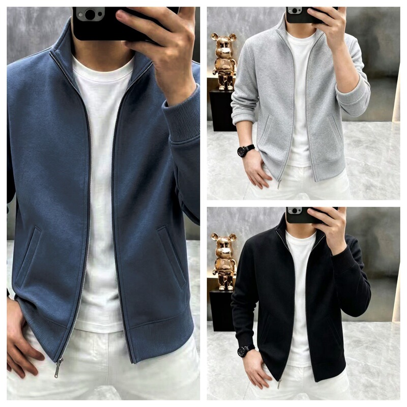 2026 Men's New Zipper Hoodie, Stand Collar Cardigan, Men's Outerwear, Base Layer, Men's Solid Color Hoodie, Manufacturer