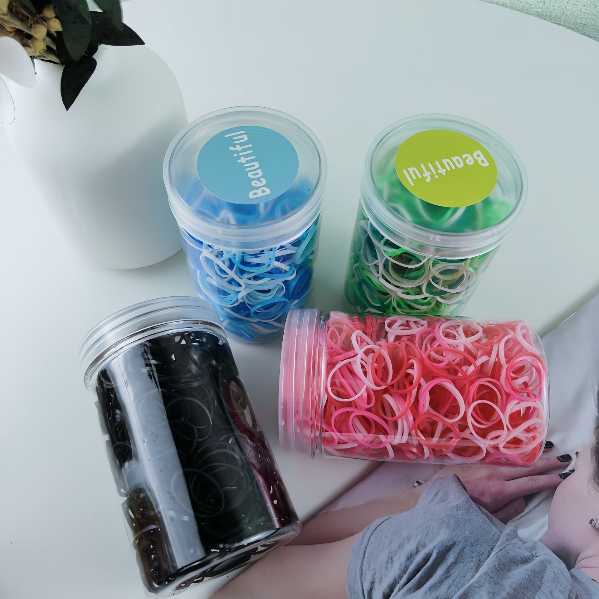 Nuevos niños enlatados desechables banda de goma no lesionar joyas de anillo de cabello accesorios de alta elasticidad trenzada elástica banda de goma de cabello