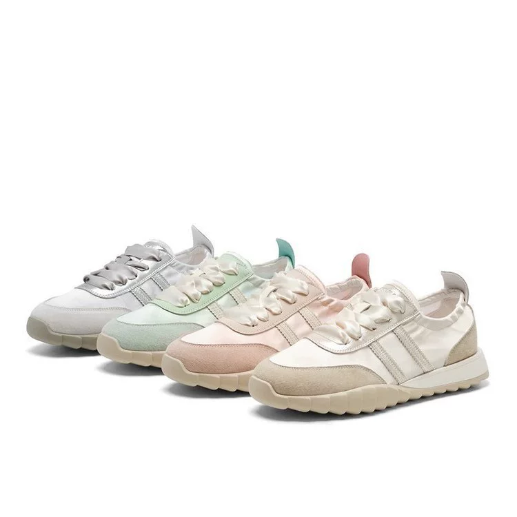 Серебряная обувь на толстой подошве немецкая обувь женская весна 2024 новая противоскользящая спортивная повседневная шнуровка удобная цветная обувь