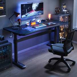 升降电脑桌台式碳纤维电竞桌家用书桌办公桌网红游戏桌子工作台