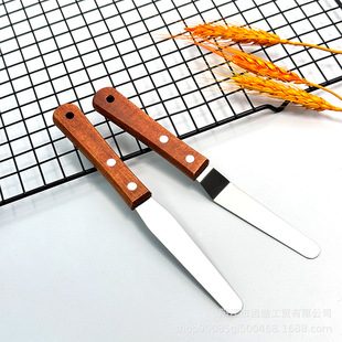 4inch Wooden Handle Cake Cream Spatula Straight Kiss Curved Kiss Demolding Knife Jam Peanut Butter Scraper Oil Mixing Ink Knife